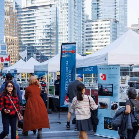 People walking at Canada Place during an event