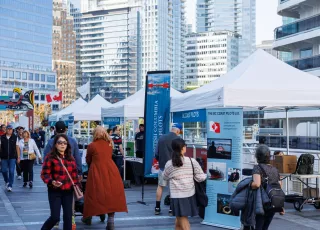 People walking at Canada Place during an event