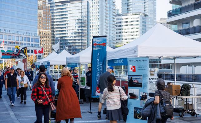 People walking at Canada Place during an event